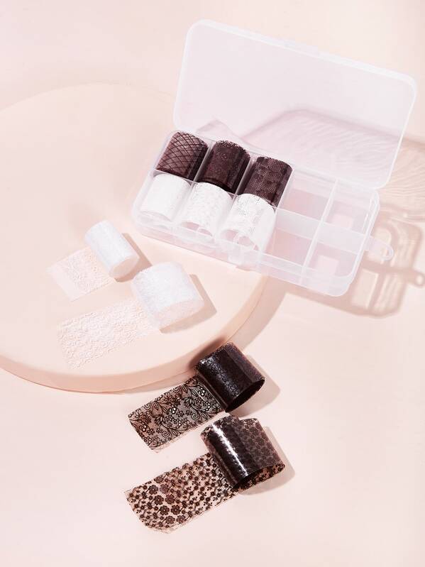 

Lace Nail Transfer Paper 10pcs, Black and white