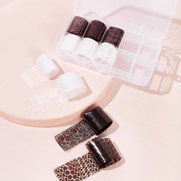 

Lace Nail Transfer Paper 10pcs, Black and white