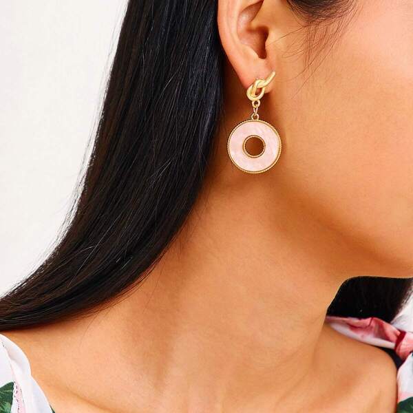 

Knot Decor Open Round Drop Earrings 1pair