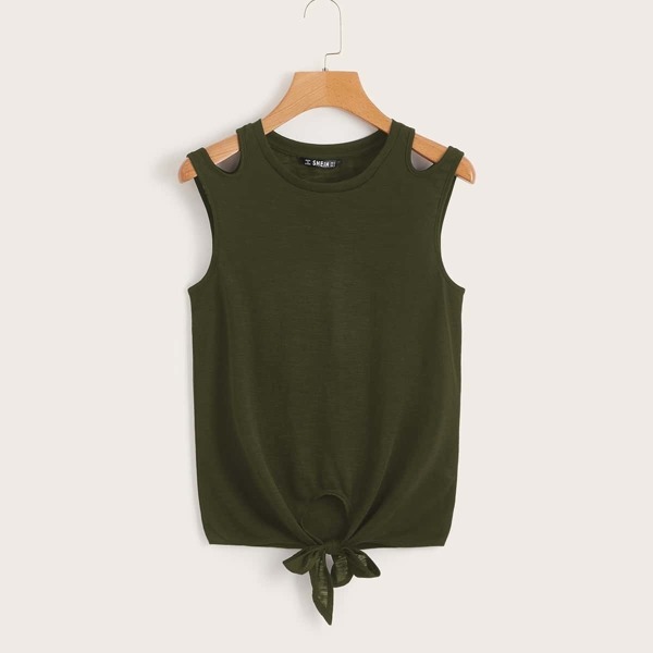 

Cold Shoulder Knot Hem Top