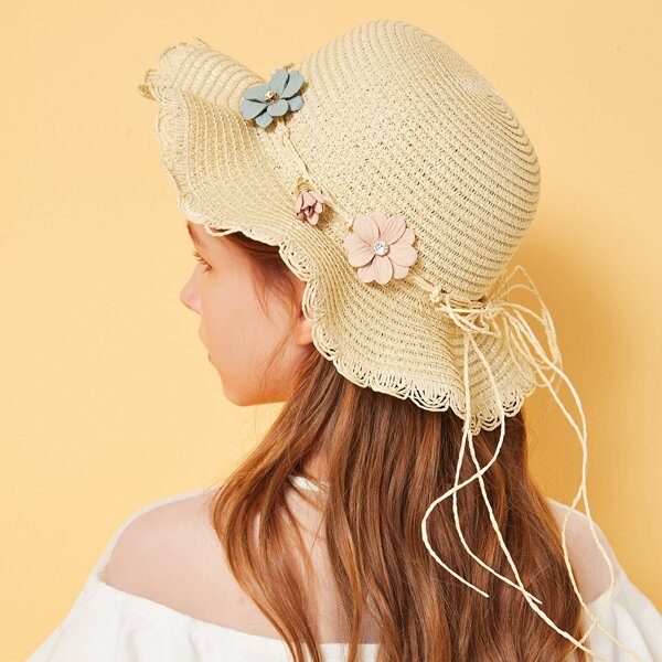 

Toddler Girls Flower Decor Floppy Hat