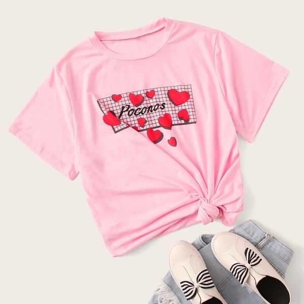 

Plus Letter & Heart Print Tee