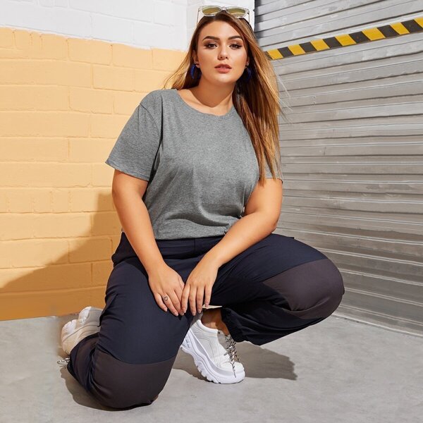 

Plus Solid Round Neck Tee