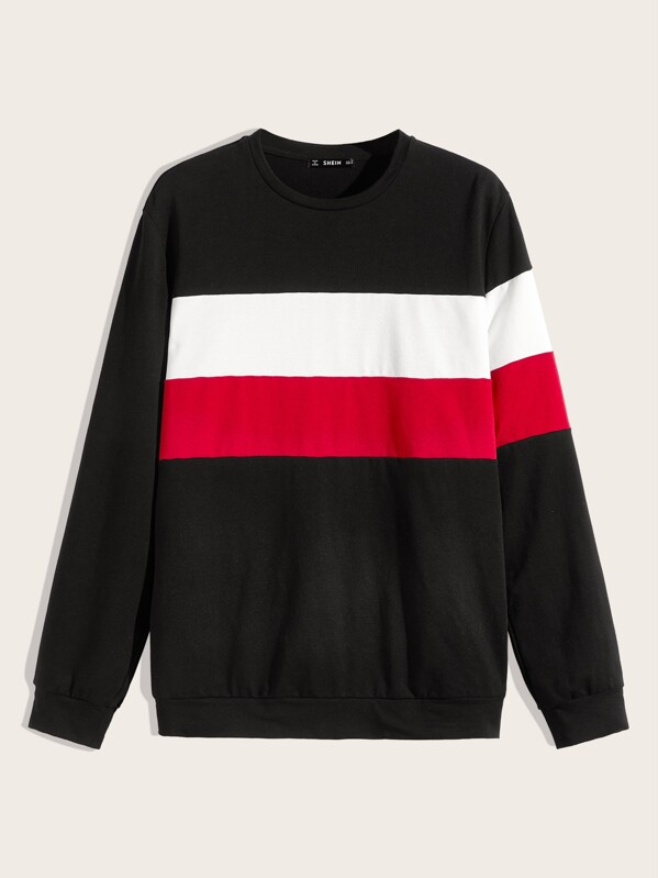 

Men Crew Neck Colorblock Pullover, Black