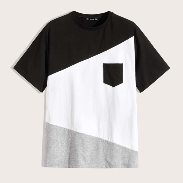 

Men Pocket Patched Colorblock Tee