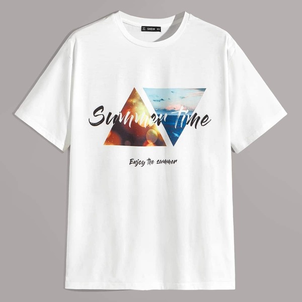 

Men Mixed Print Tee, White