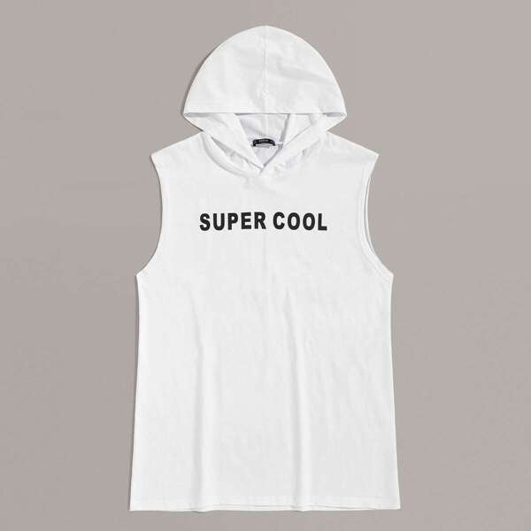 

Men Slogan Print Hoodie, White