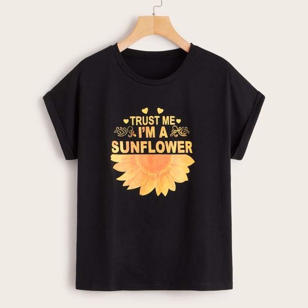 

Sunflower & Letter Print Tee