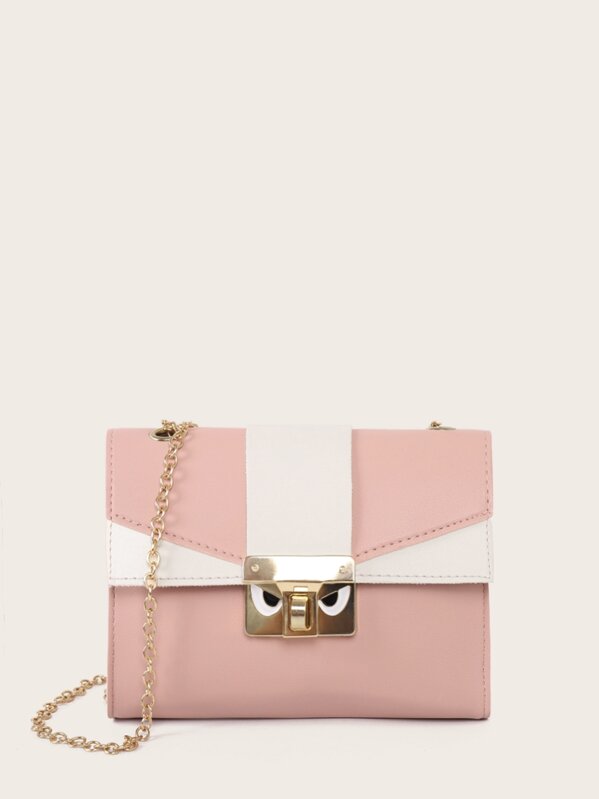 

Color Block Chain Crossbody Bag, Multicolor