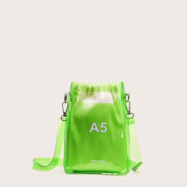 

Neon Lime Clear Satchel Bag With Inner Pouch