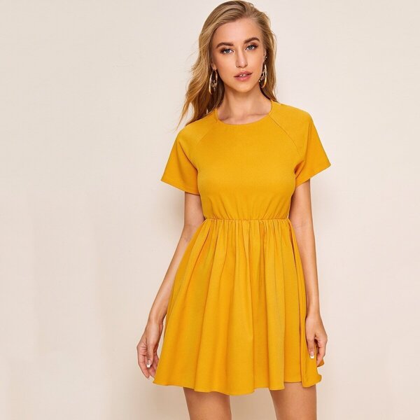 

Raglan Sleeve High Waist Flared Dress
