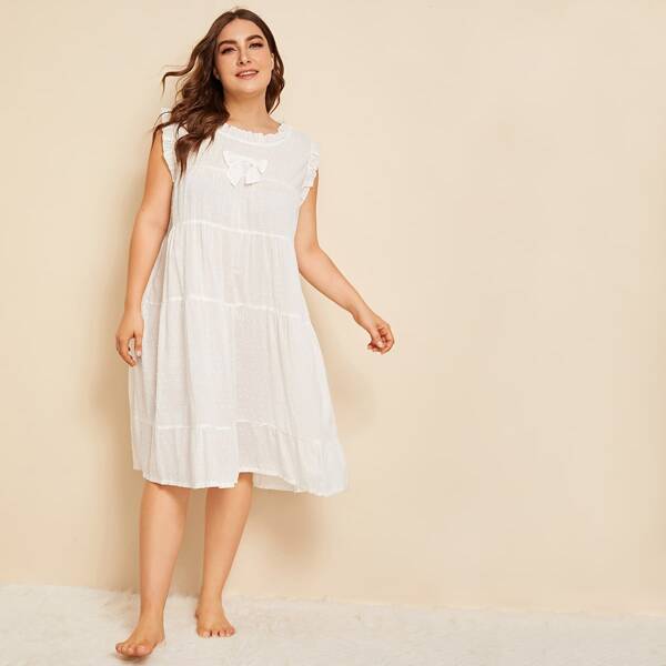 

Plus Swiss Dot Knot Front Night Dress