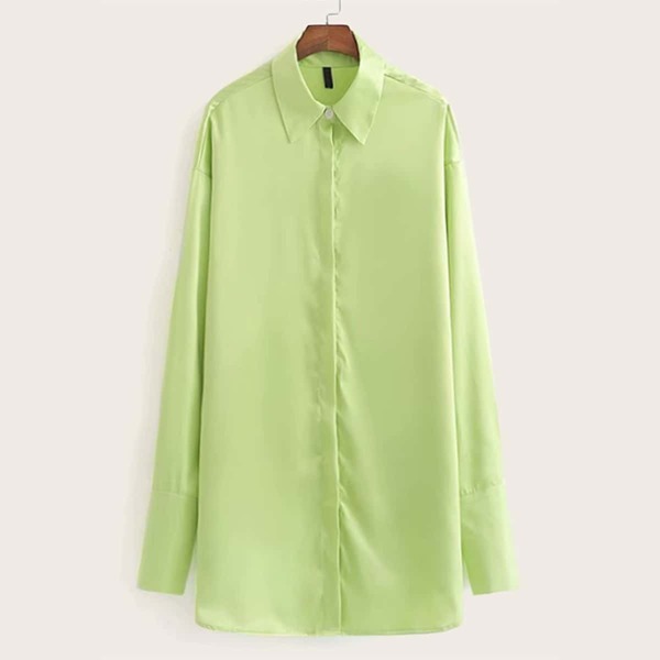 

Solid Split Sleeve Button Through Longline Blouse