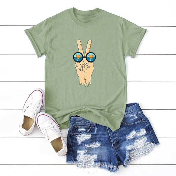 

Gesture Print Round Neck Tee