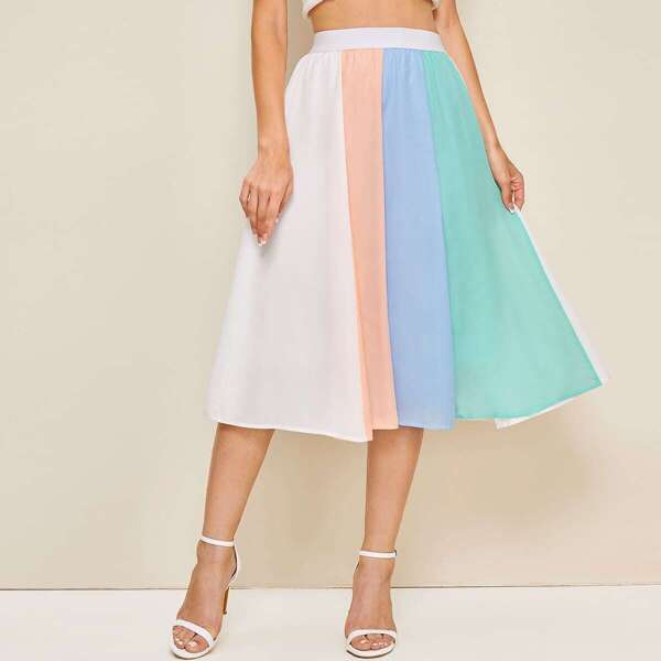 

Cut And Sew Elastic Waist Skirt