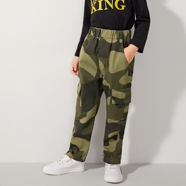 

Toddler Boys Camo Print Flap Pocket Side Cargo Pants