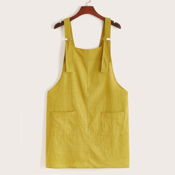 

Solid Pocket Front Pinafore Dress, Yellow