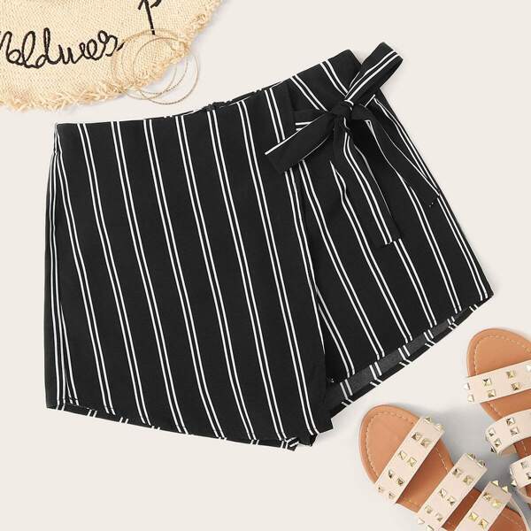 

Striped Wrap Knotted Skort