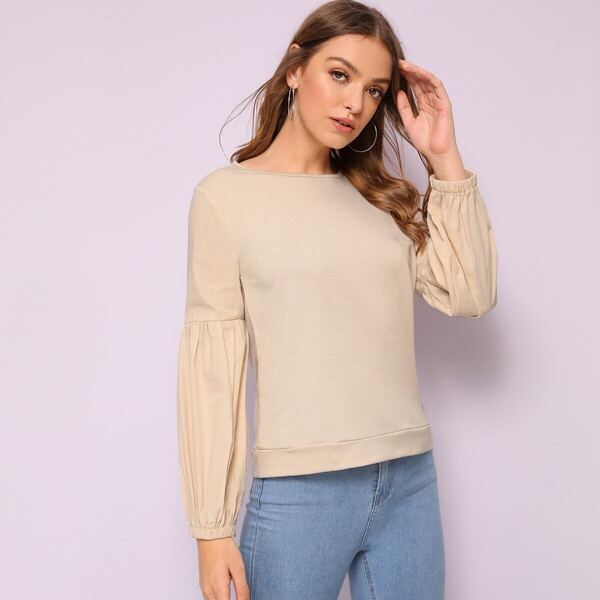 

Solid Bishop Sleeve Pullover