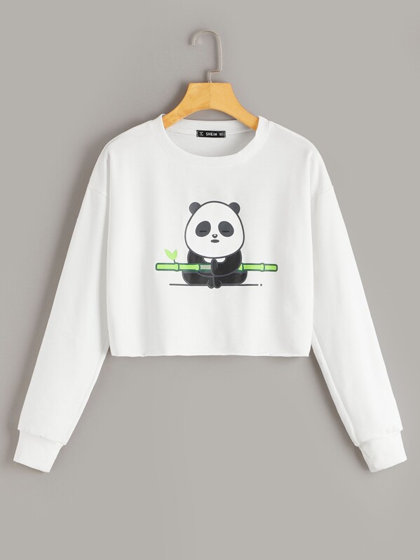 

Panda Print Pullover, White