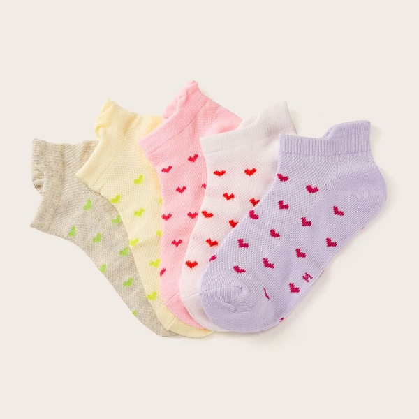 

Toddler Girls Heart Pattern Ankle Socks 5pairs