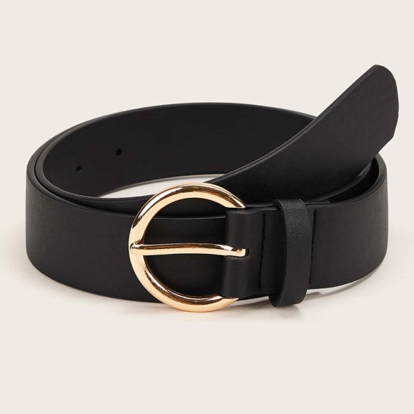 

Round Metal Buckle Belt, Black