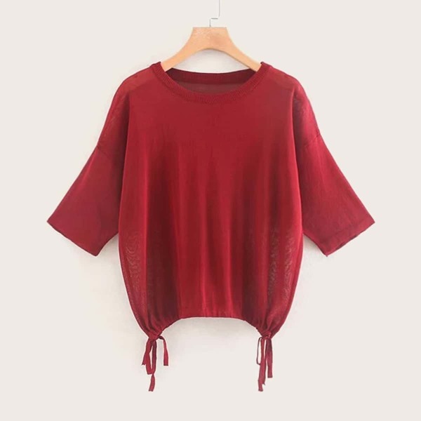 

Drop Shoulder Drawstring Hem Tee