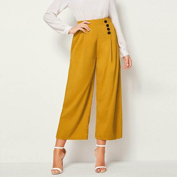 

Button Side Wide Leg Pants