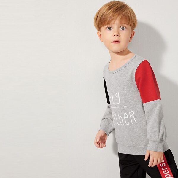 

Toddler Boys Letter Print Contrast Panel Sweatshirt