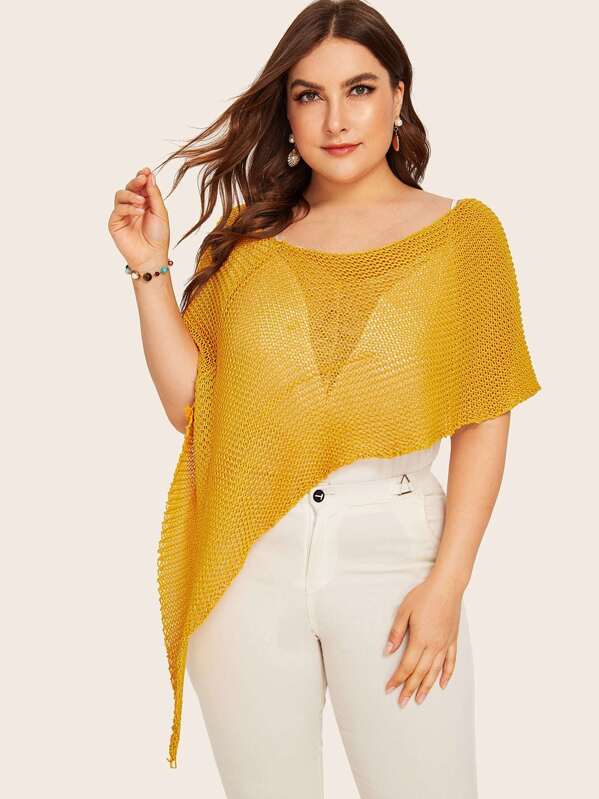 Asymmetric Hem Solid Knit Top, Yellow, Franziska