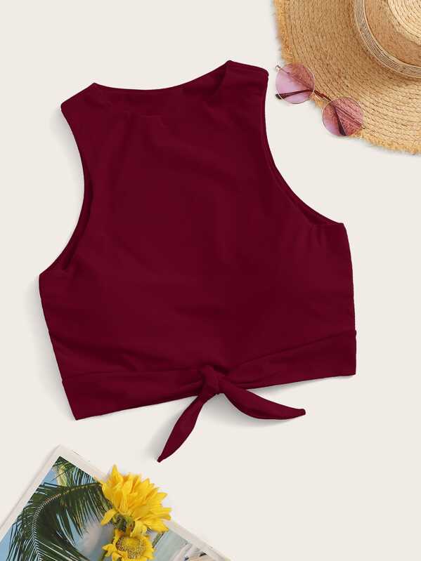 

Бикини-топ с узлом, Бордовый