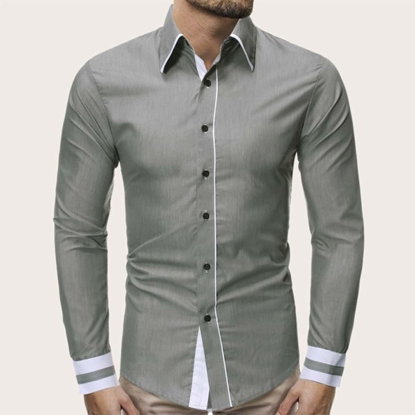 

Men Contrast Panel Button Front Shirt