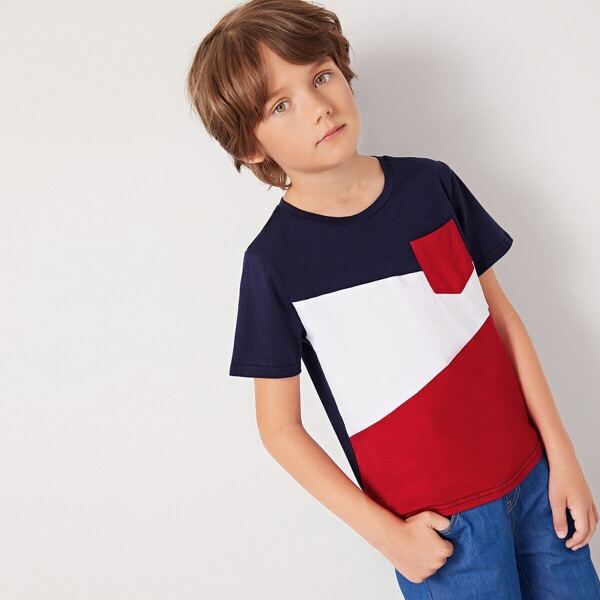 

Boys Pocket Patched Colorblock Tee