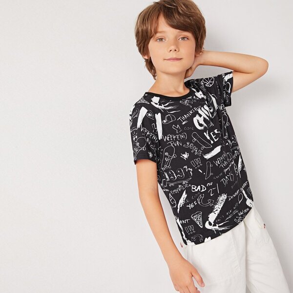 

Boys Mixed Print Top