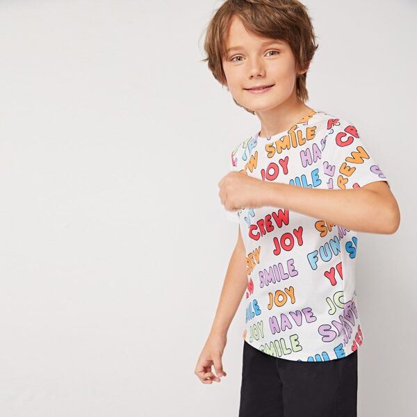 

Boys Allover Letter Print Tee