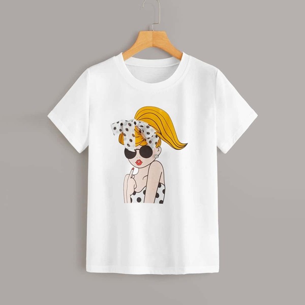 

Figure Graphic Tie Front Tee, White