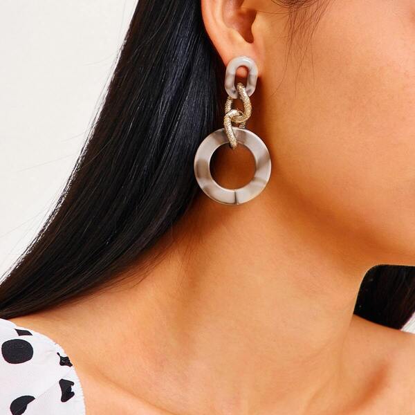 

Two Tone Link Drop Earrings 1pair