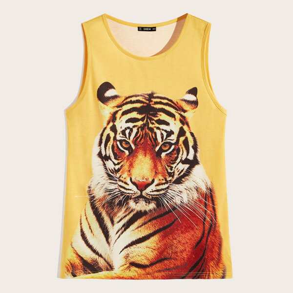 

Men Tiger Print Tank Top