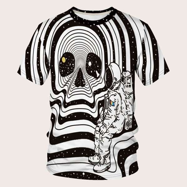 Men Skull & Astronaut Print Tee