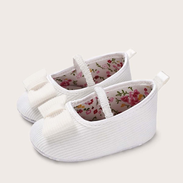 

Baby Girls Bow Decor Floral Print Flats