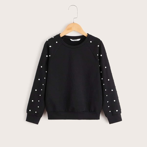 

Girls Pearl Beading Raglan Sleeve Sweatshirt