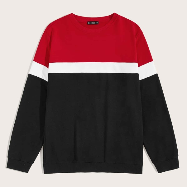 

Men Crew Neck Cut-and sew Sweatshirt, Multicolor