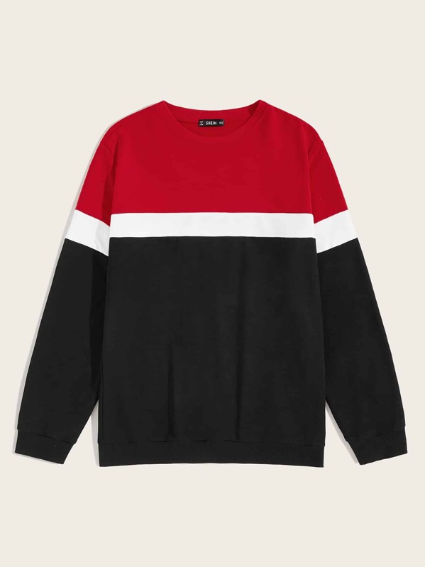 

Men Crew Neck Cut-and sew Sweatshirt, Multicolor