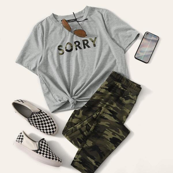 

Letter Graphic Tee & Leggings Set, Multicolor