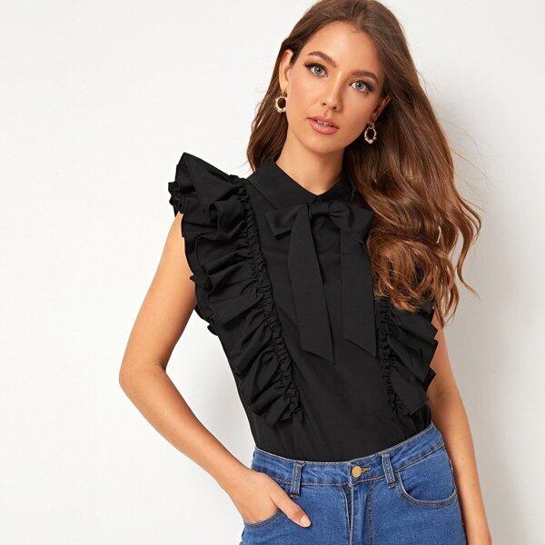 

Tie Neck Butterfly Sleeve Top