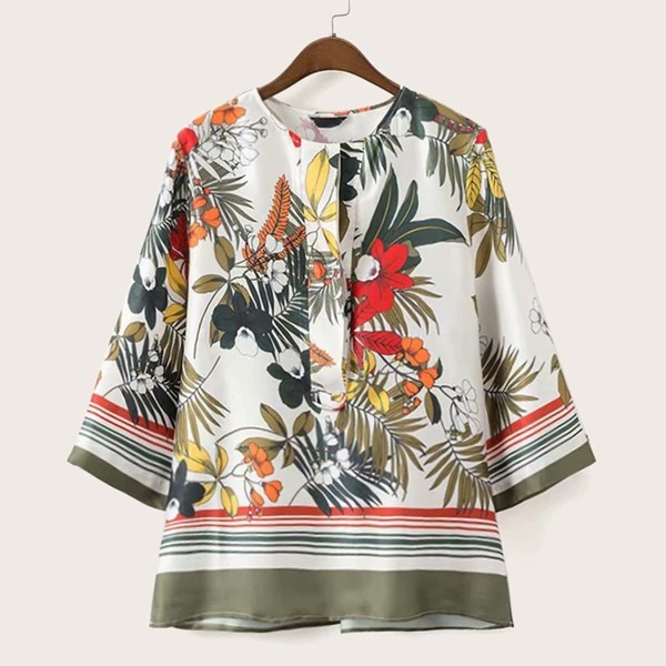 

Floral & Plants Print Blouse