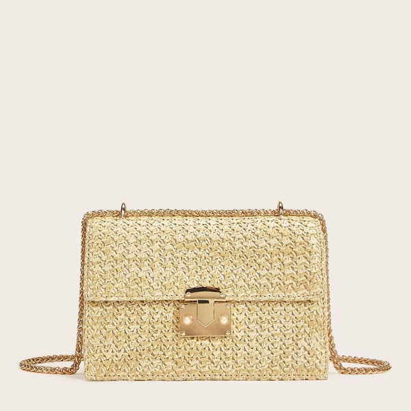

Push Lock Woven Chain Bag