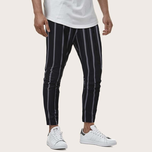 

Men Button Waist Striped Pants