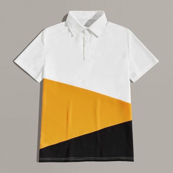 

Men Cut And Sew Panel Polo Shirt