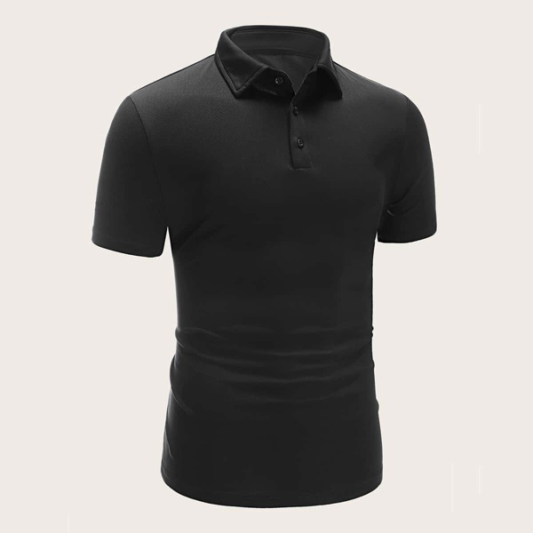 Men Solid Half Placket Polo Shirt